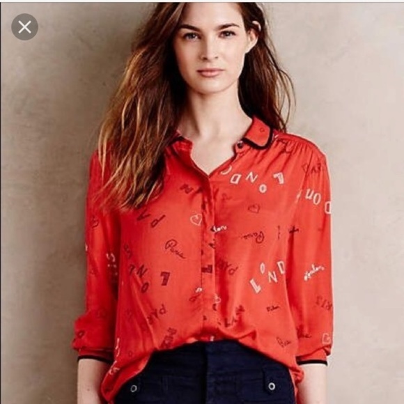 Anthropologie Tops - Anthro Maeve Art House Paris London Buttondown 16